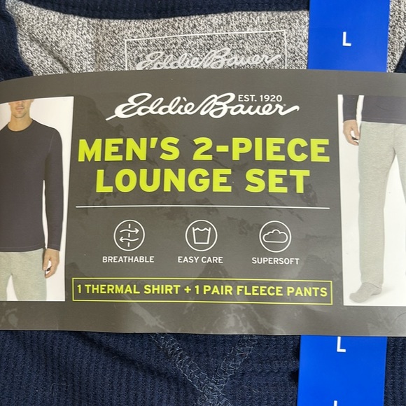 Eddie Bauer Men’s Top & Bottom Lounge Set, Navy / Gray size large - Picture 6 of 8